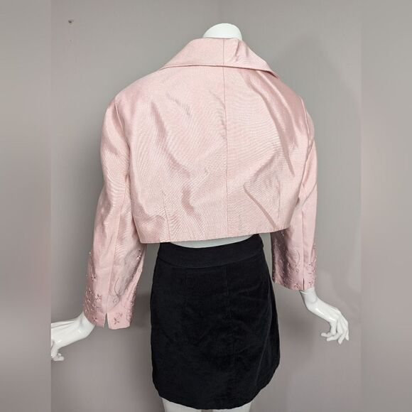 Light Pink Silk blend Bolero beaded sleeves Talbots size 12 - Picture 2 of 8